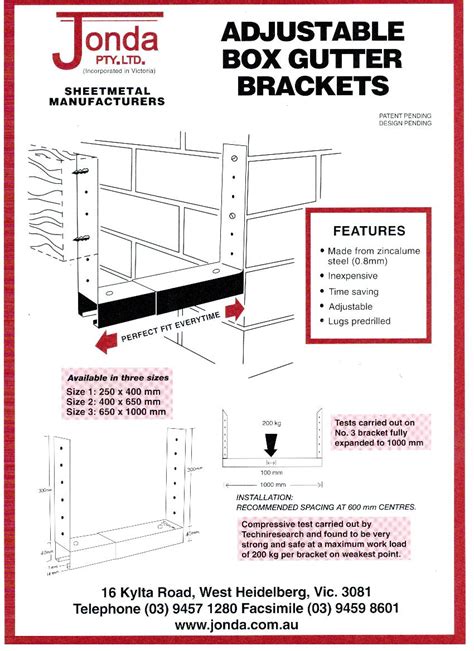 jonda sheet metal|box gutter support system.